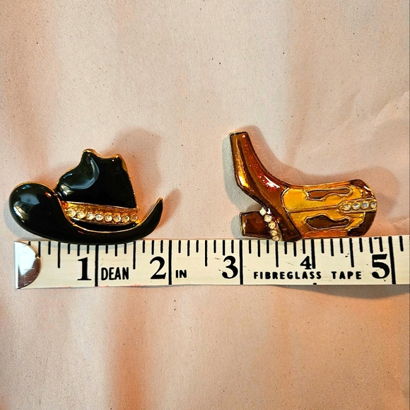 Boot & Hat Set Whymsical Western Cowboy/girl Brooches Pins Vintage 80s-90s Era - Picture 7 of 8